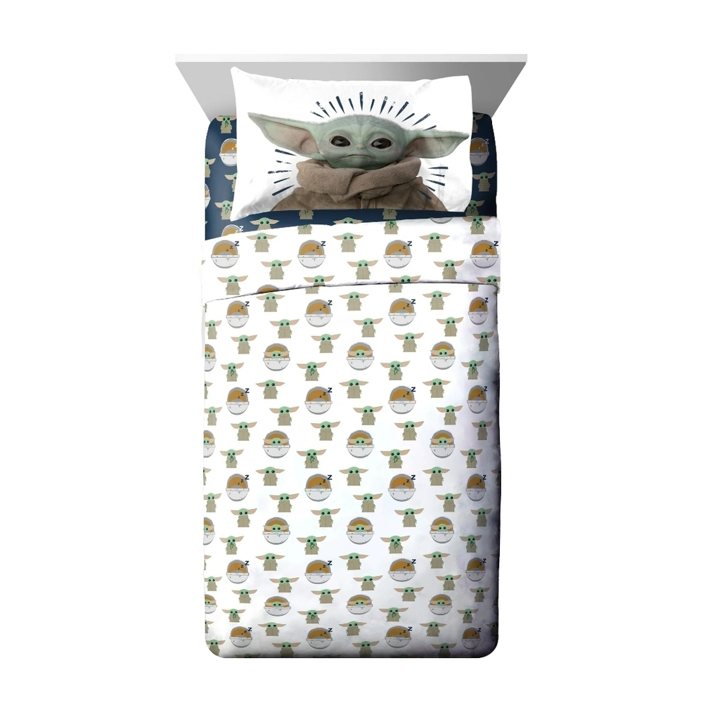 Star Wars Grogu Bedding Set - White and Blue